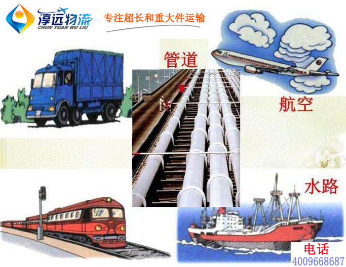 大件貨物運輸方式：公路運輸、鐵路運輸、水路運輸、空運